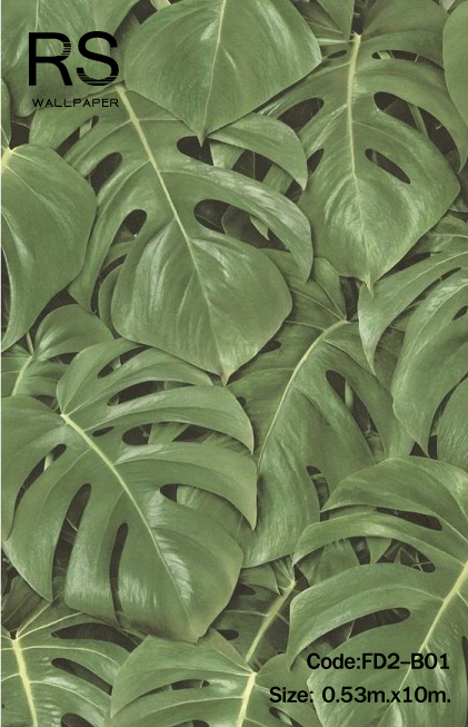 วอลเปเปอร์ลายใบไม้สีเขียว ธรรมชาติ(Tropical Style)FD2-B01