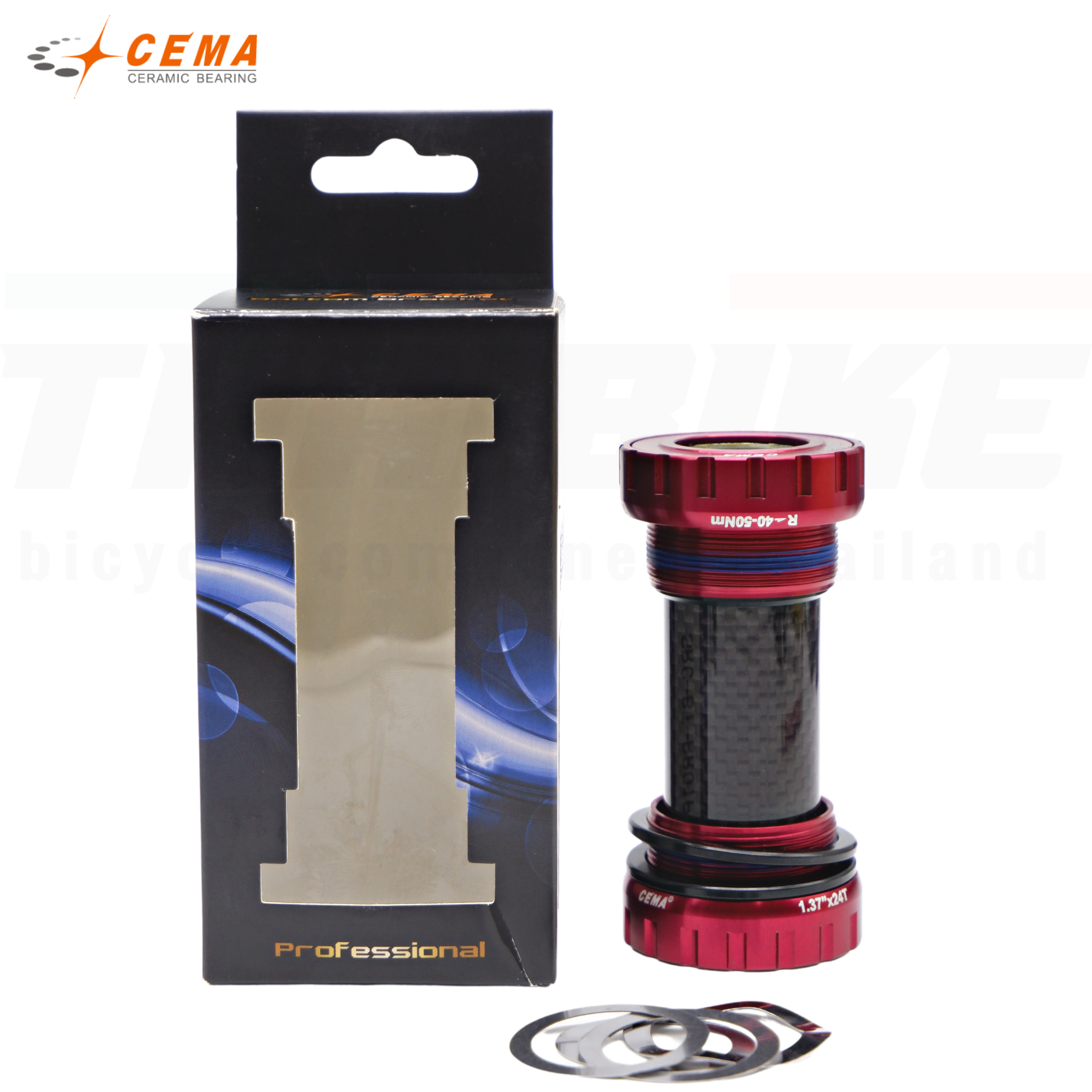กะโหลกจักรยานแบบเกลียวแกนคาร์บอน CEMA CERAMIC BEARING SRC-BT-RR01PR สำหรับขาจาน SRAM