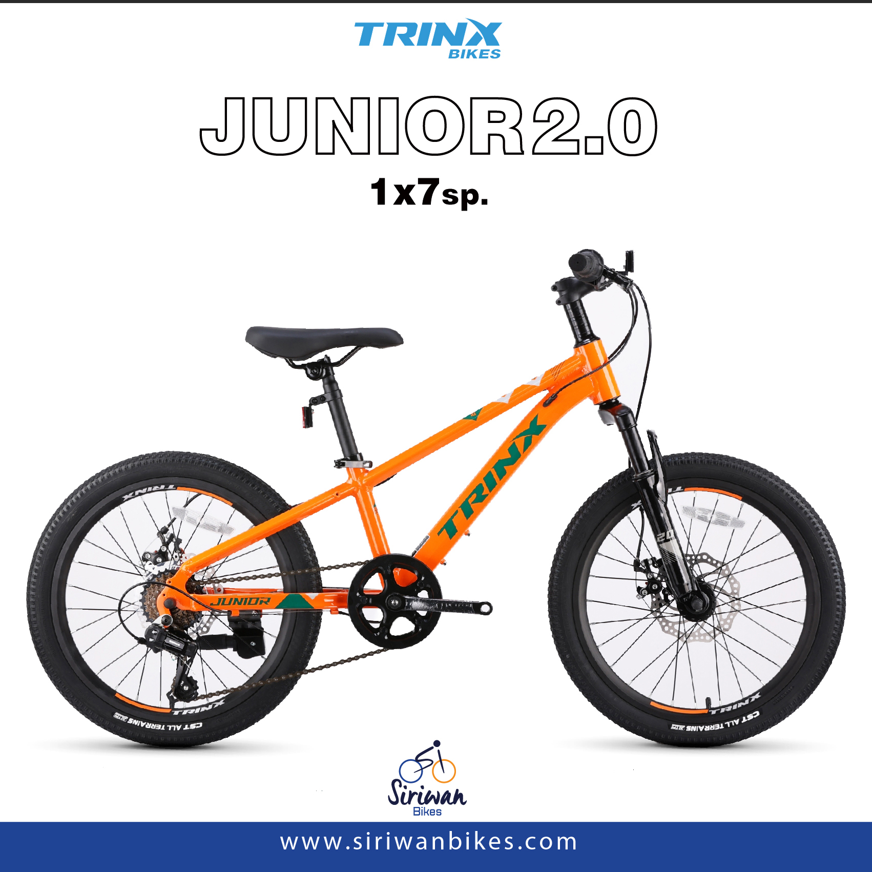 TRINX : JUNIOR 2.0 จักรยานเด็ก MTB อลูฯ 20" ดิสเบรค 7 Speeds