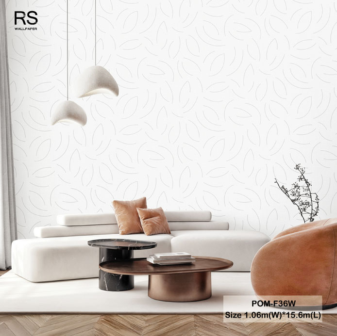 วอลเปเปอร์สไตล์โมเดิร์น ลายเส้น สีเงินพื้นสีขาวอมเทา POM-F36W