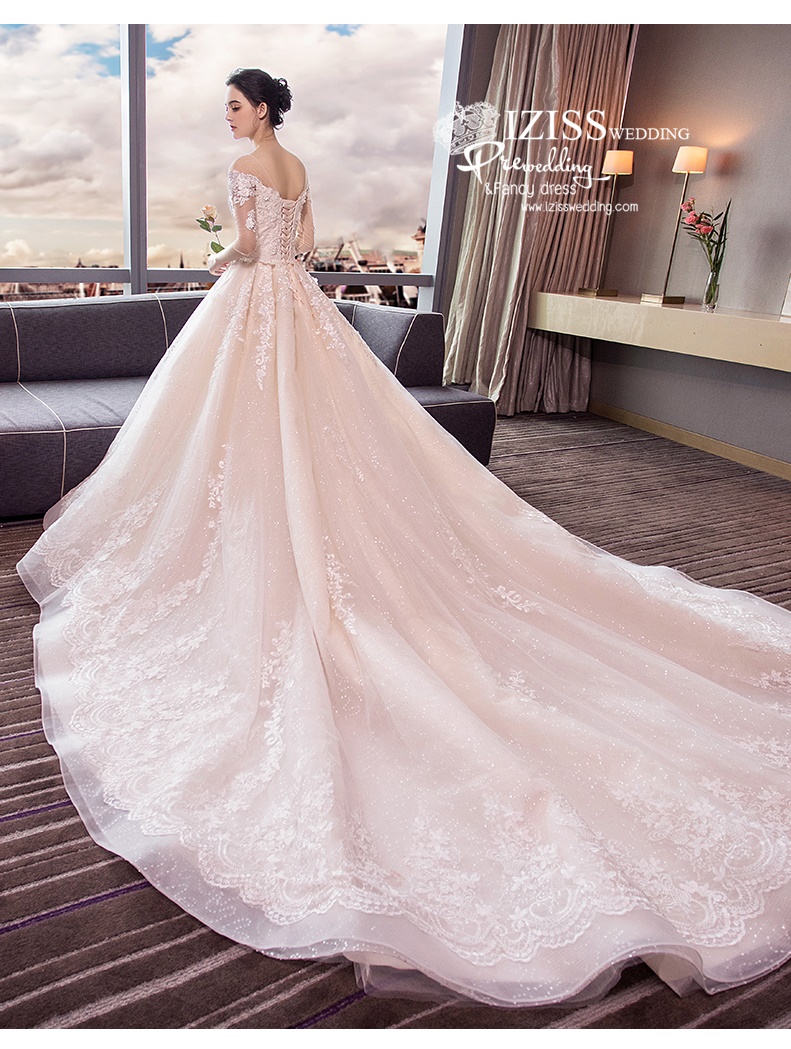 BR331 **พรีออเดอร์**ชุดแต่งงาน&ชุดเจ้าสาวแบบยาวอลังการ สีขาวเกรดพรีเมี่ยม หรูหราน่ารัก สวยโดดเด่นไม่ซ้ำใคร