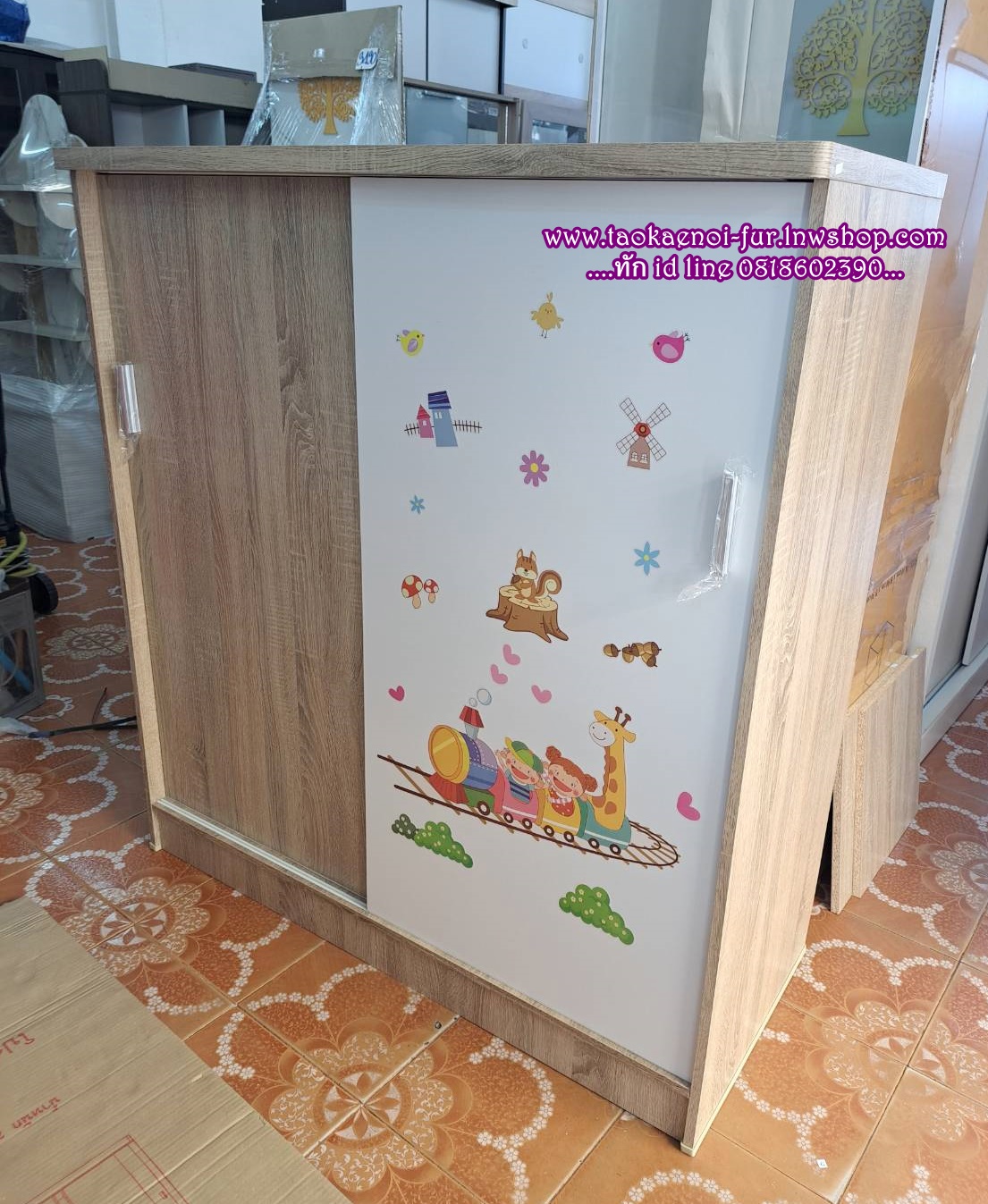 WC-120BM ตู้เสื้อผ้าเด็กบานเลื่อน 120 ซม.