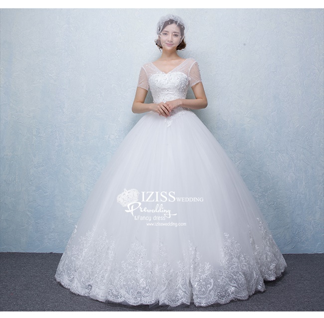 BR152 **พรีออเดอร์**ชุดแต่งงาน&ชุดเจ้าสาวแบบยาวสีขาวเกรดพรีเมี่ยม เปิดไหล่ มีแขน หรูหราน่ารัก สวยโดดเด่นไม่ซ้ำใคร