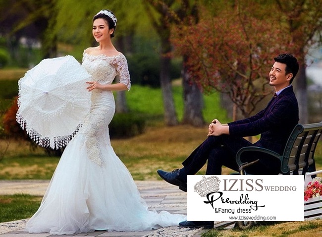 PW114 - Pre order ชุดคู่ถ่ายพรีเวดดิ้ง (prewedding dress) & ชุดแต่งงานแฟนซี (Fancy wedding dress)ชายหญิง "ธีมสีขาว-ดำ"
