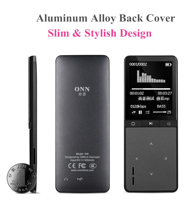 ขาย ONN W8 เครื่องเล่นเพลงพกพา lossless รองรับบลูทูธ บันทึกเสียง นับก้าวเดินได้ เหมาะสำหรับออกกำลังกาย