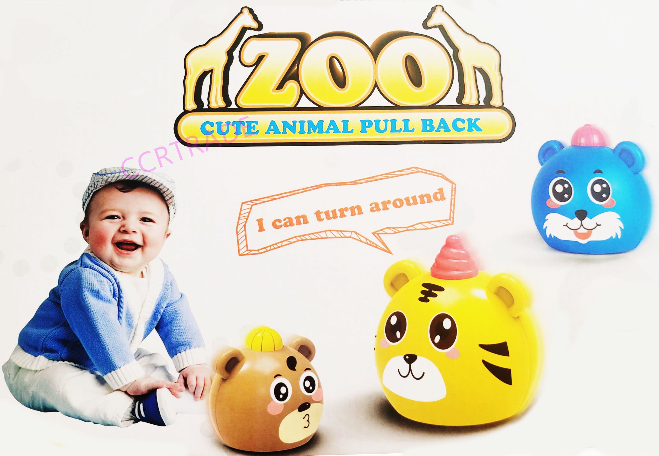 รถสัตว์ป่าการ์ตูนซิ่ง มีลานถาด 33 ซม.(1x16)