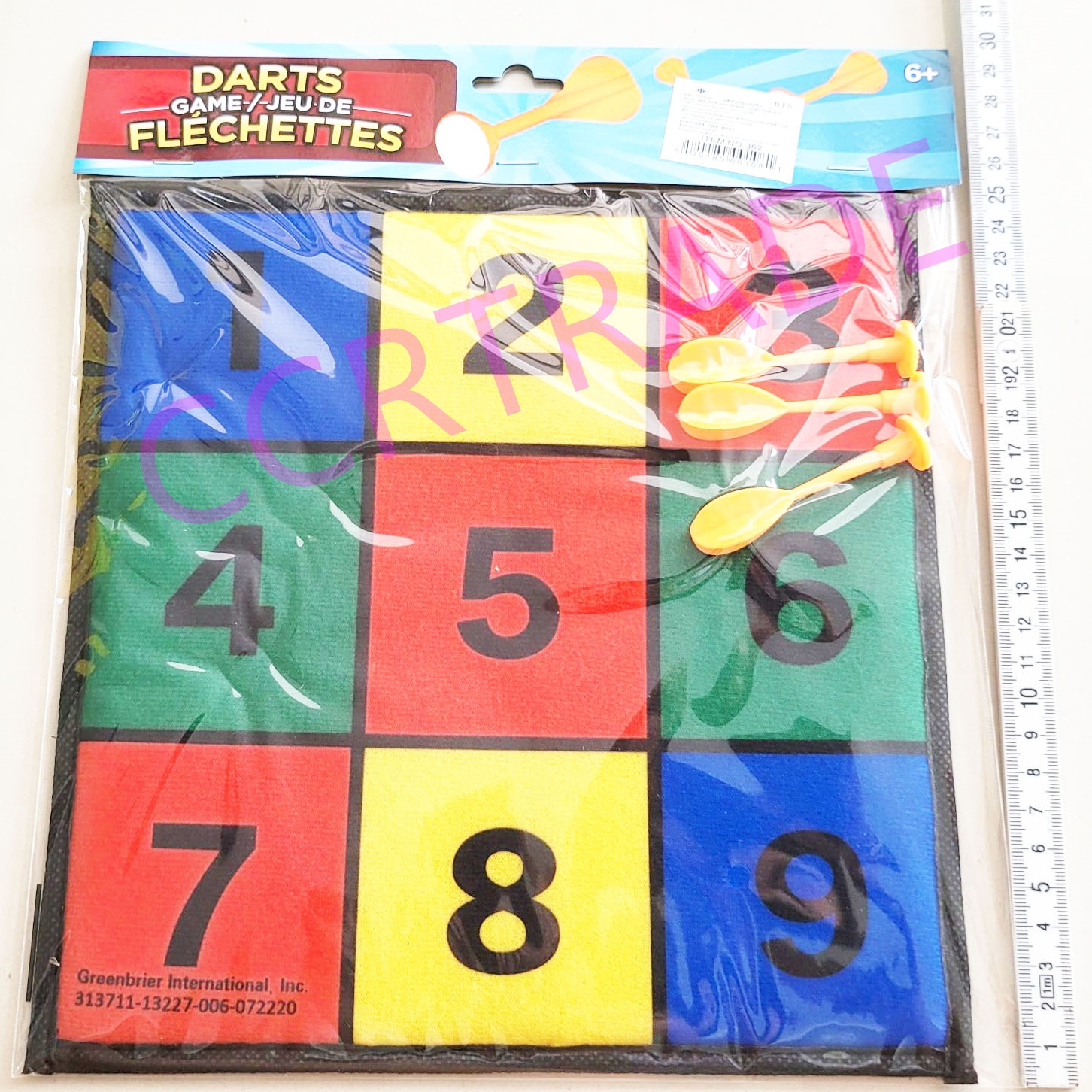 กระดานปาเป้าเหลี่ยม+ลูกดอกถุง 30.5 ซม.