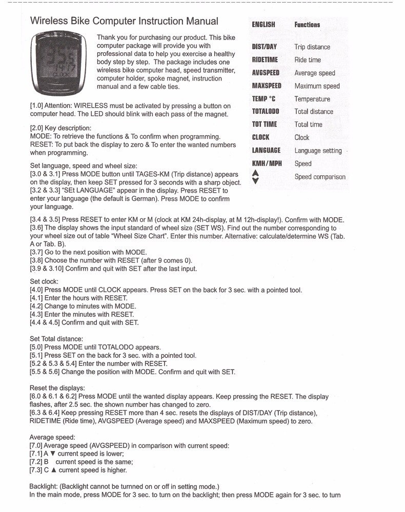 ไมล์จักรยาน ไมล์ไร้สาย วัดความเร็วจักรยาน YONGRUIH รุ่น BC-NB มีไฟในตัว