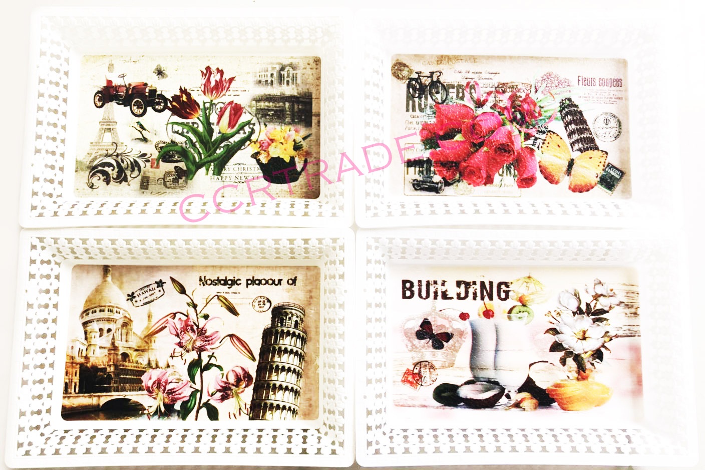 ถาดฉลุเหลี่ยม ลายวินเทจ(หนา) 21.5x31 ซม.