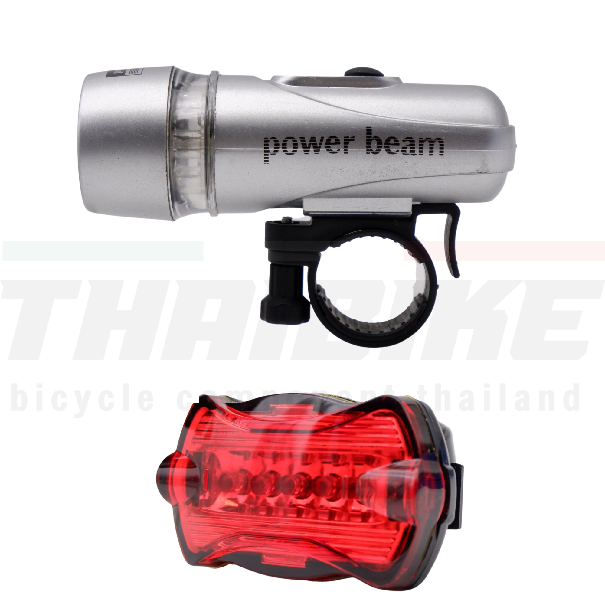 ชุดไฟหน้าไฟท้ายจักรยาน POWERBEAM ไฟท้าย แบบใส่ถ่าน