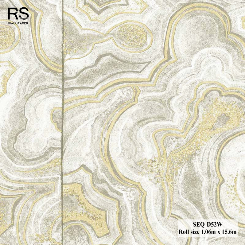 วอลเปเปอร์ลายหินอ่อน สีเทาอ่อนปนทอง SEQ-D52W