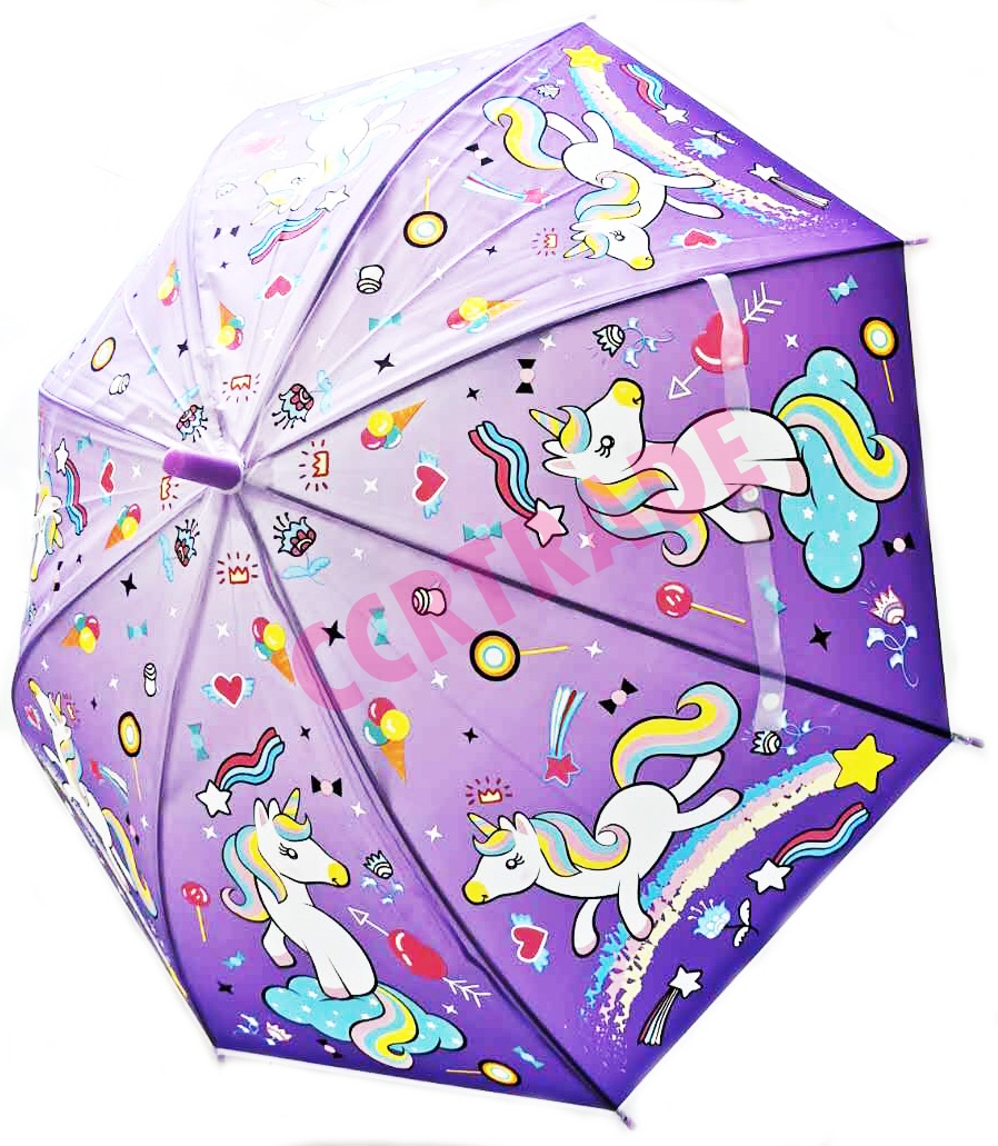 ร่มเด็ก+นกหวีด ลายยูนิคอร์น 27 นิ้ว(1x3)