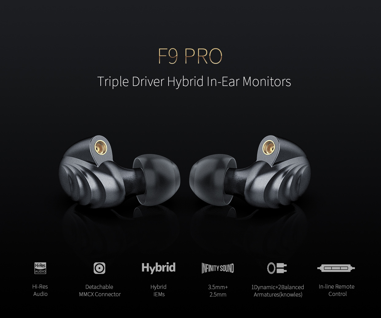 ขาย FiiO F9 PRO หูฟัง3ไดร์เวอร์ (2BA+1Dynamic) ระดับ Hi-Res Audio ขั้ว MMCX ถอดสายได้