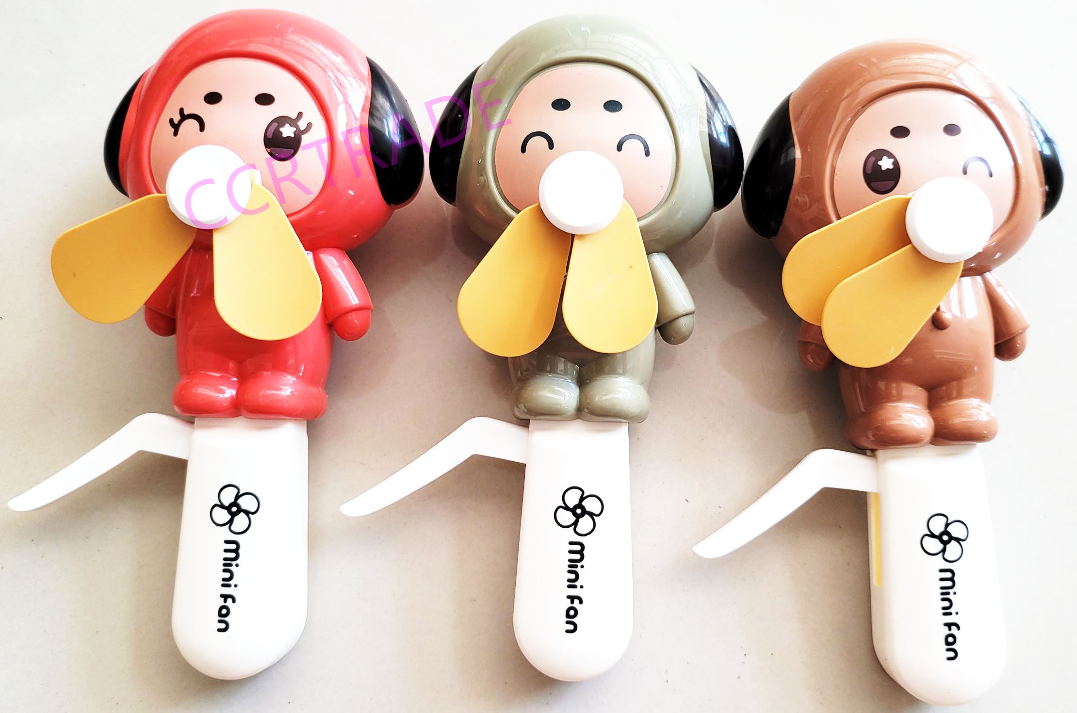 พัดลมการ์ตูน มือบีบกล่อง 16.5 ซม.