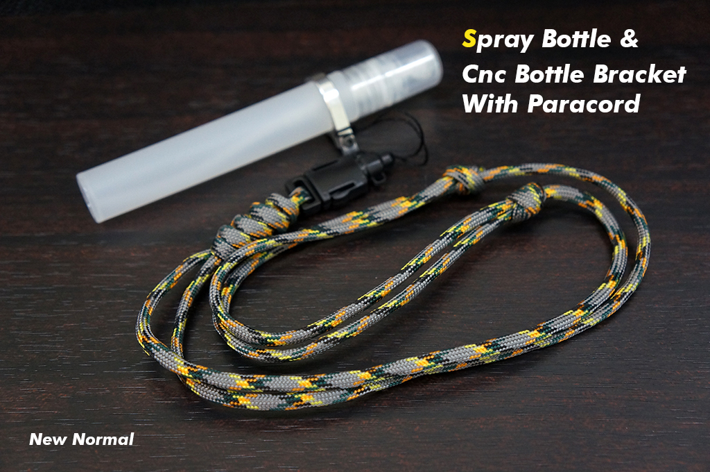 ลายใหม่ สายคล้องคอเชือก Paracord 550 พร้อมตัวแขวนCNC กับ ขวดสเปรย์ ขนาดพกพา 10ml