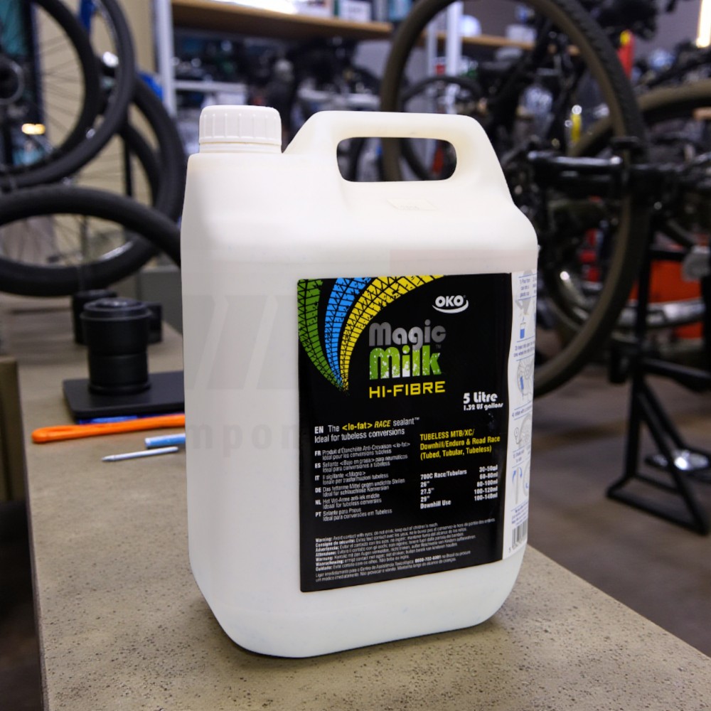 น้ำยาอุดรั่ว OKO Magic Milk HI-FIBER สำหรับยางทูปเลส/ฮาฟ/เสือหมอบ-เสือภูเขา ซีลขอบล้อยอดเยี่ยม 7 mm