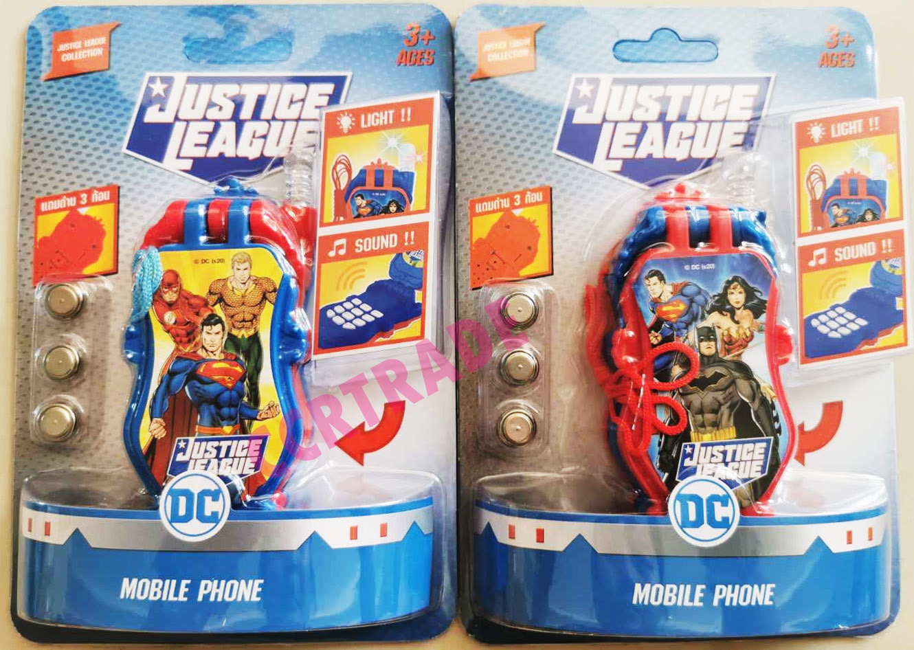 โทรศัพท์ฮีโร่ DC มีเสียง มีไฟแผง 13x19 ซม. (ลิขสิทธิ์แท้)