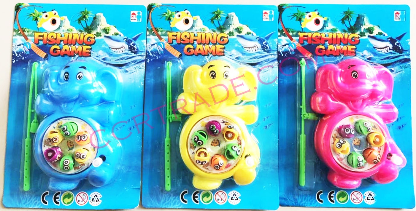 ช้างสีสดตกปลาหมุน 6 ตัวไขลานแผง 21.5 ซม.