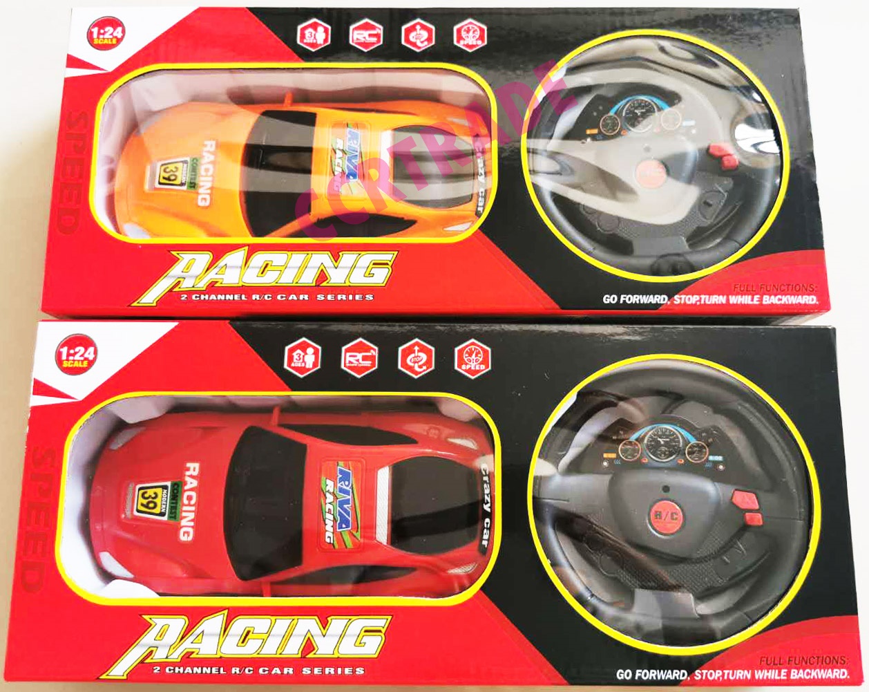 รถบังคับ RC +พวงมาลัยรีโมทกล่อง 10x33 ซม.(1x3)