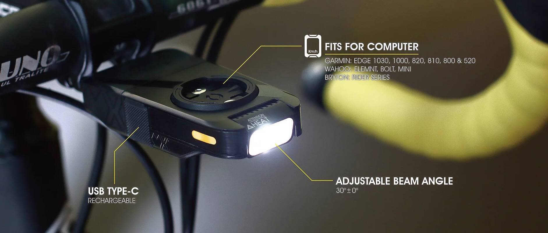 ขายึดไมล์จักรยานแบบมีไฟ MOON “MX” COMPUTER MOUNT x LIGHT GARMIN