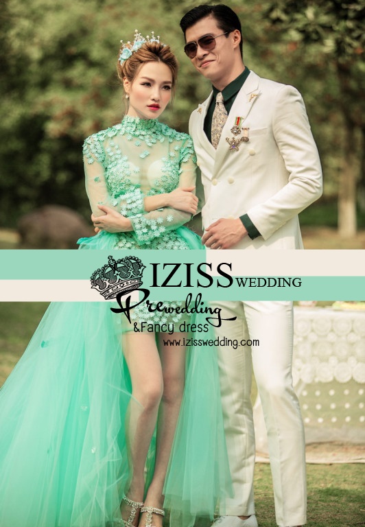 PW257- **พรีออเดอร์ค่ะ** ชุดคู่ถ่ายพรีเวดดิ้ง (prewedding dress) & ชุดแต่งงานแฟนซี (Fancy wedding dress)ชายหญิง "ธีมสีขาว-เขียว"