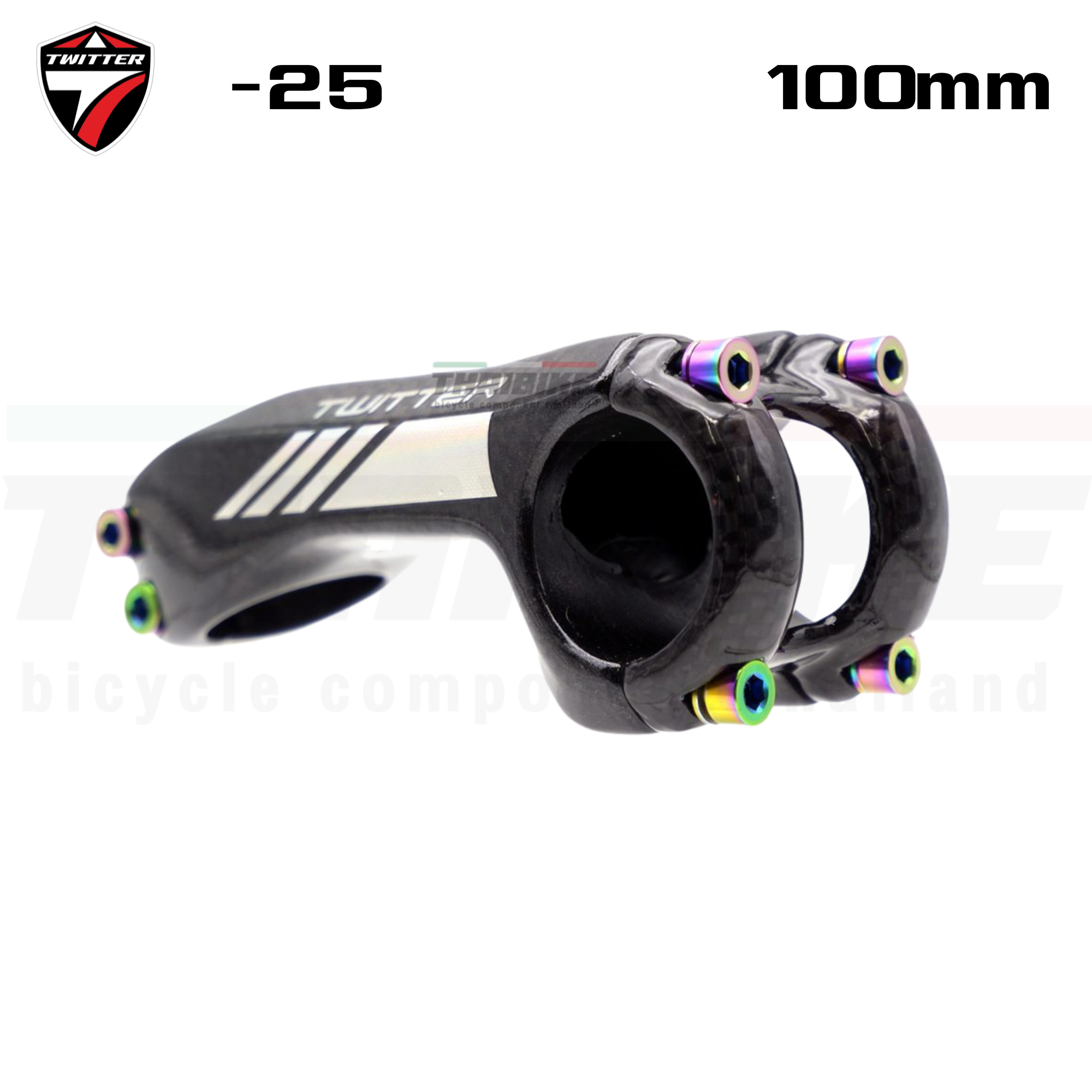 สเต็มจักรยานแบบฟูลคาร์บอน T.WITTER +-25X100มม. น็อตไทเทเนี่ยม