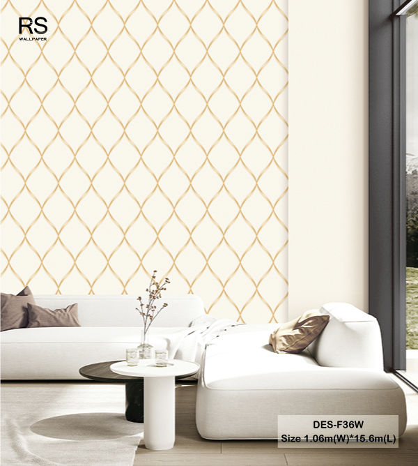 วอลเปเปอร์สไตล์โมเดิร์น สีครีมทอง DES-F36W