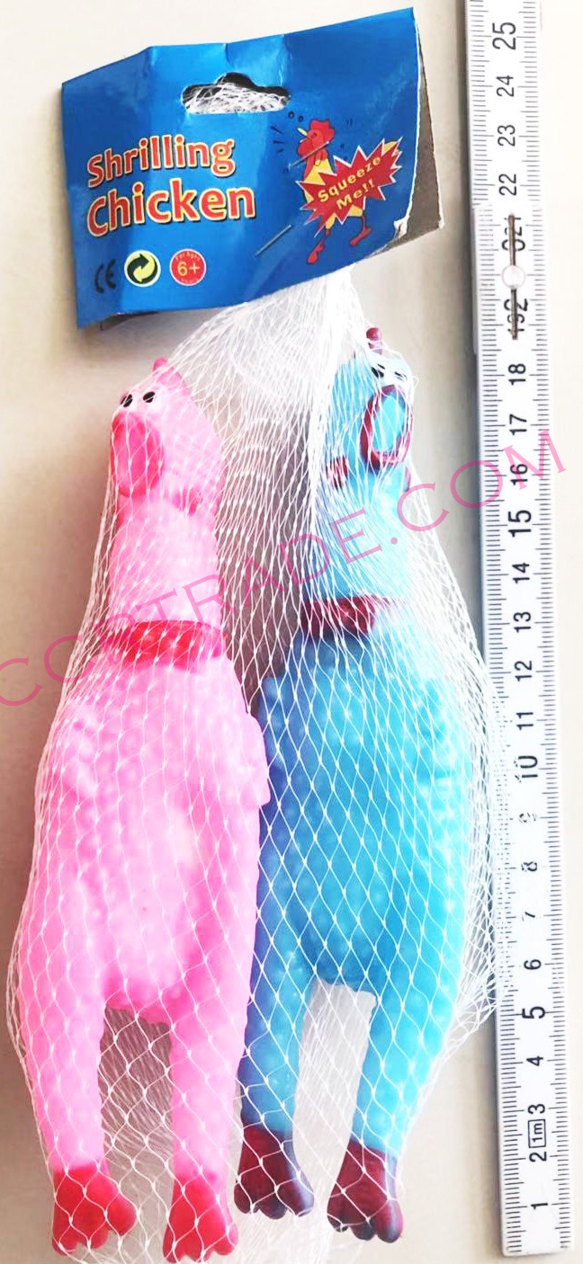 ไก่โอ๊คมินิสีหวาน 2 ชิ้นถุงตาข่าย มีเสียง 16.5 ซม.