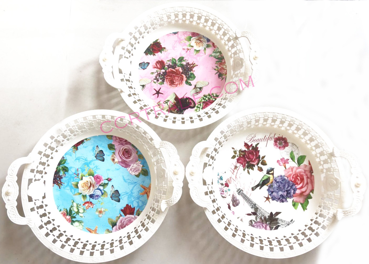 ถาดฉลุกลม มีหูหิ้ว 34 ซม. (หนา)