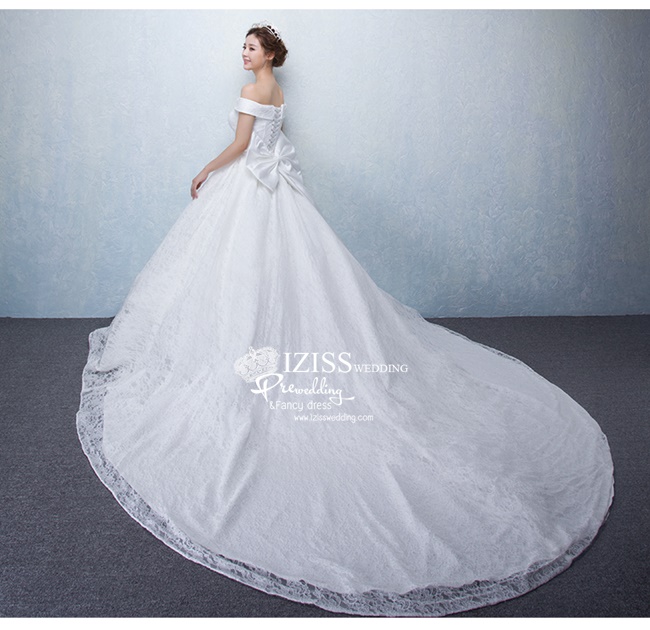 BR127 **พรีออเดอร์**ชุดแต่งงาน&ชุดเจ้าสาวแบบยาวสีขาวเกรดพรีเมี่ยม เปิดไหล่ มีแขน หรูหราน่ารัก สวยโดดเด่นไม่ซ้ำใคร