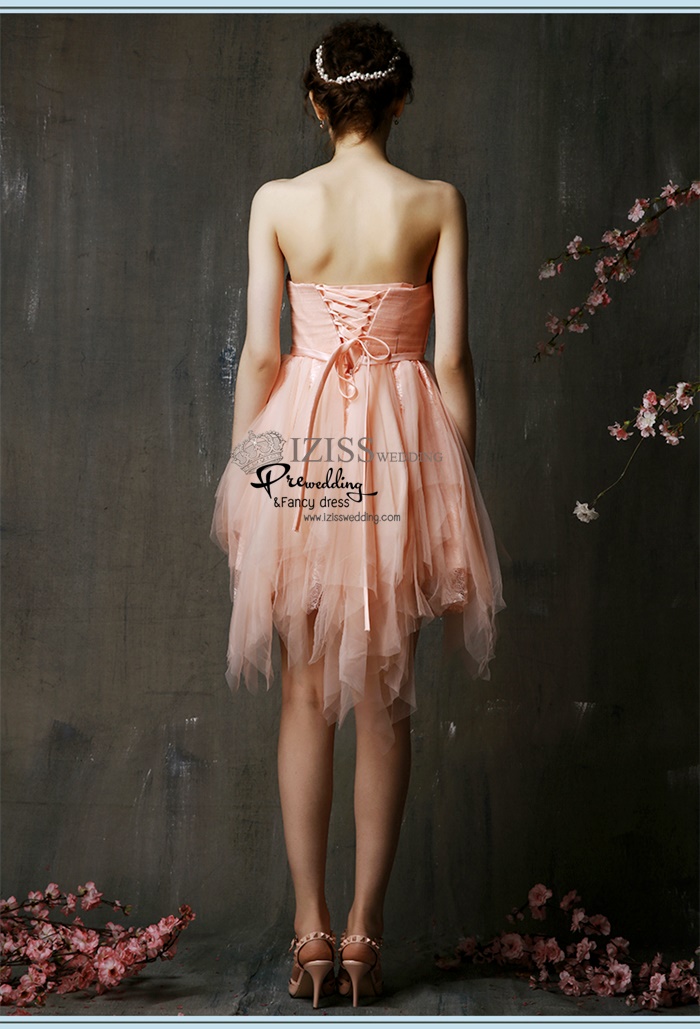 ฺBM0109 - พรีออเดอร์ ชุดเพื่อนเจ้าสาวราตรีสั้นสีครีมและสีโอโรส สวยมากๆค่ะ