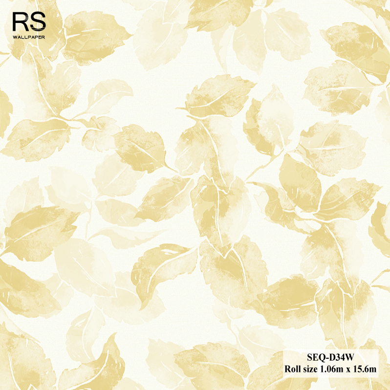 วอลเปเปอร์ลายใบไม้ สีทอง SEQ-D34W