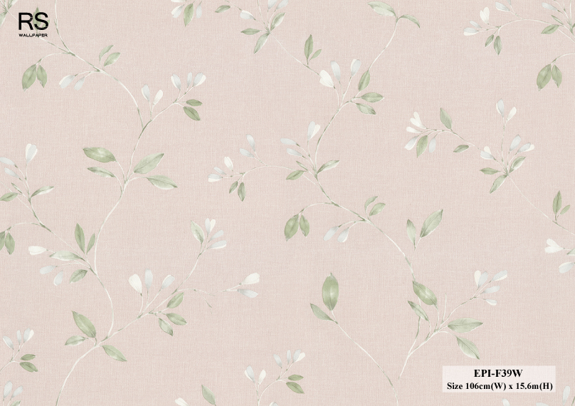 วอลเปเปอร์ลายดอกไม้ สีเทา-ขาว พื้นสีชมพู EPI-F39W