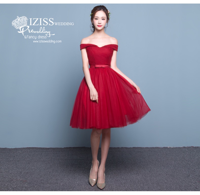 DS010 - **Pre order** ชุดราตรีหรู เดรสสั้นออกงาน (short dresses) ชุดไปงานแต่งงานสวยๆ ชุดยกน้ำชา "ธีมสีแดง"