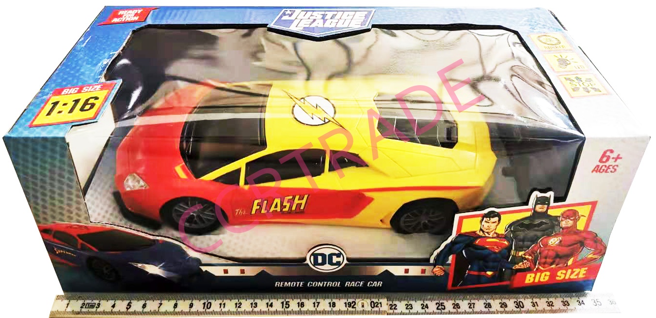 รถสปอร์ตฮีโร่ DC จัมโบ้+รีโมทไร้สาย มีไฟหน้ากล่อง 16.5x35 ซม.(1x3)