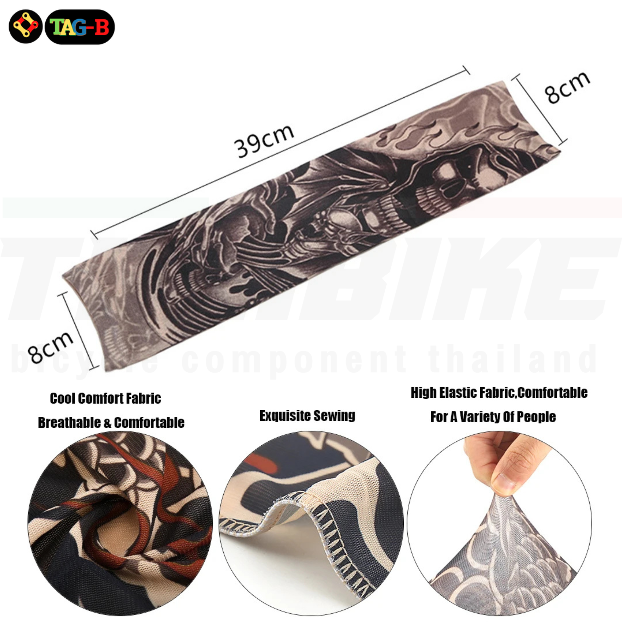 ปลอกแขน ลายสัก ลาย Tattoo ป้องกันแดดและรังสียูวี สำหรับปั่นจักรยาน