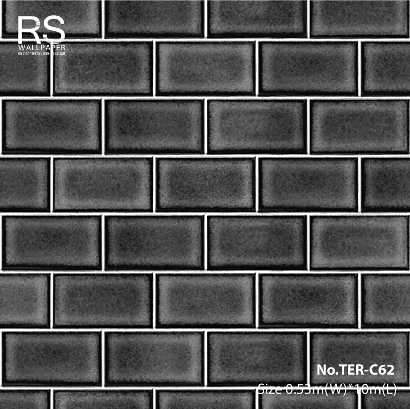 วอลเปเปอร์ ลายอิฐ(กระเบื้อง) สีดำ No.TER-C62