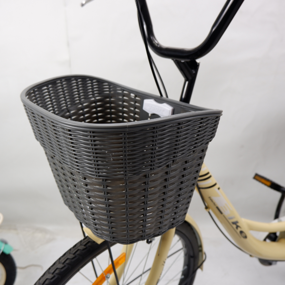 ตะกร้าพลาสติกสีเทา สำหรับจักรยานแม่บ้าน ขนาด 20 และ 24 นิ้ว พร้อมน็อตติดตั้ง