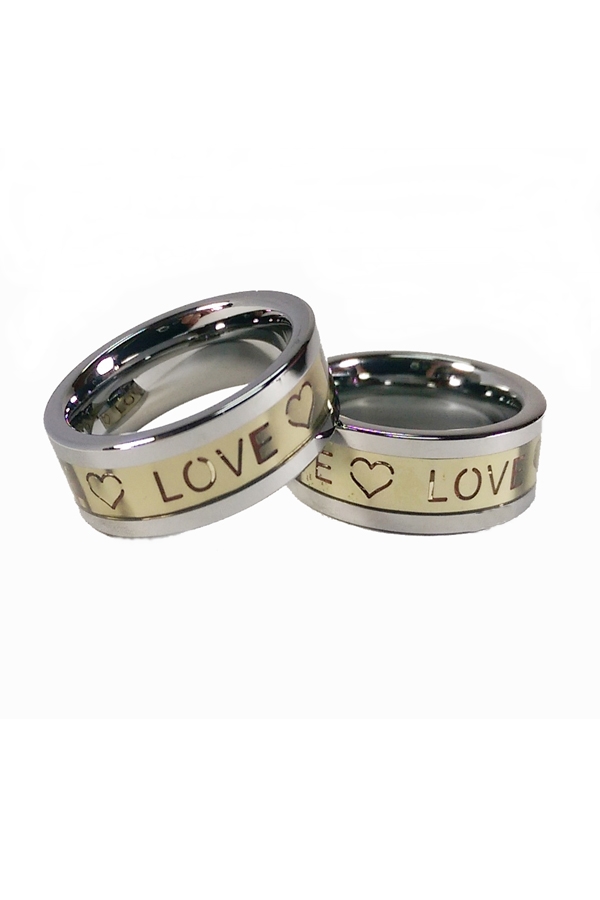 แหวนคู่ทังสเตน คาร์ไบด์สลัก Love