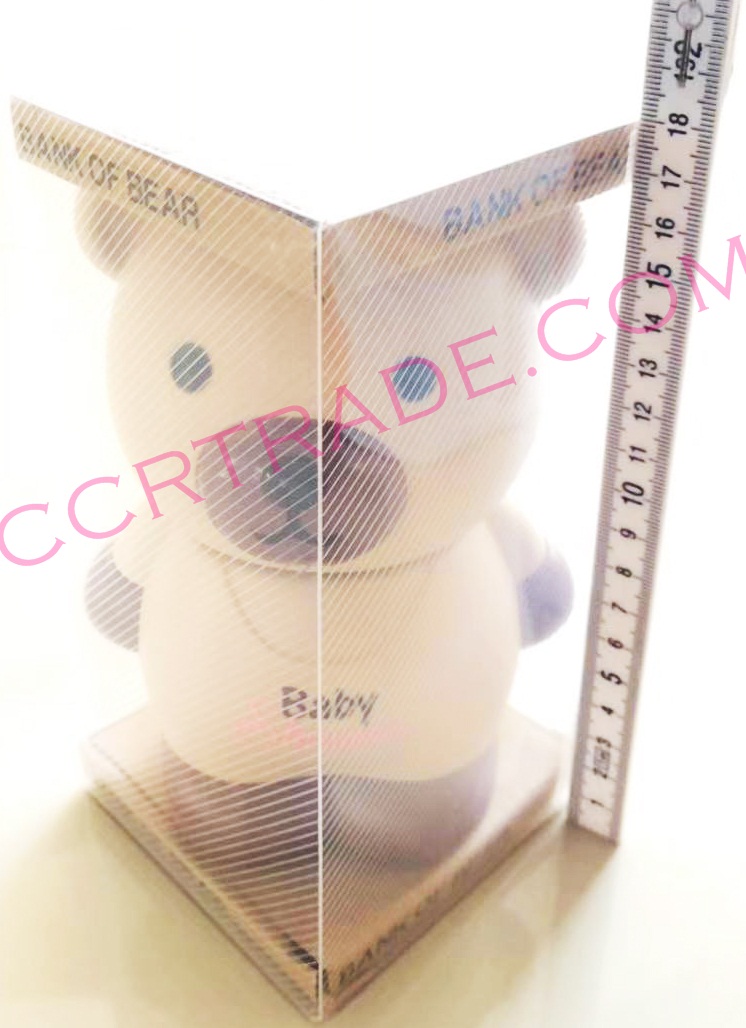 หมีออมสินเกาหลีกล่องใส 9x18 ซม.(1x3)