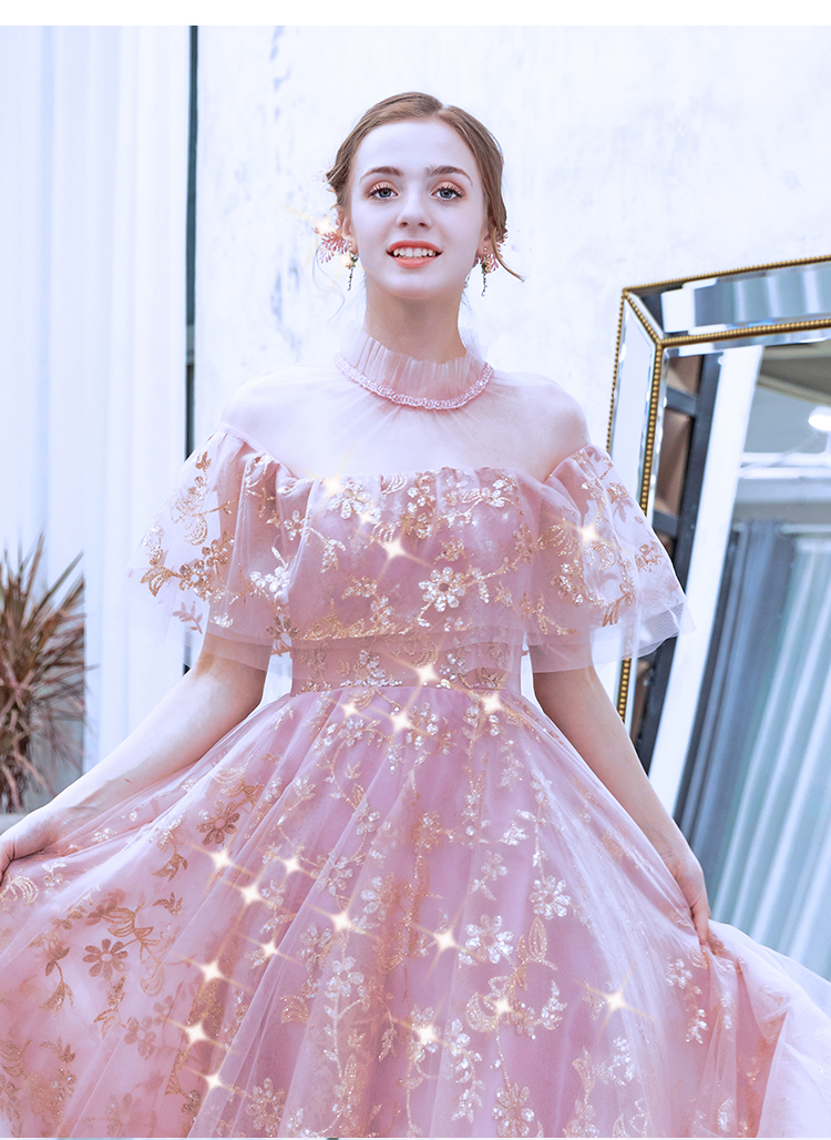 DL088 **พรีออเดอร์** ชุดออกงานสีชมพูทอง ชุดราตรี เดรสยาวออกงาน (Night party dresses) ชุดไปงานแต่งงานสวยๆ "ธีมสีชมพูทอง"