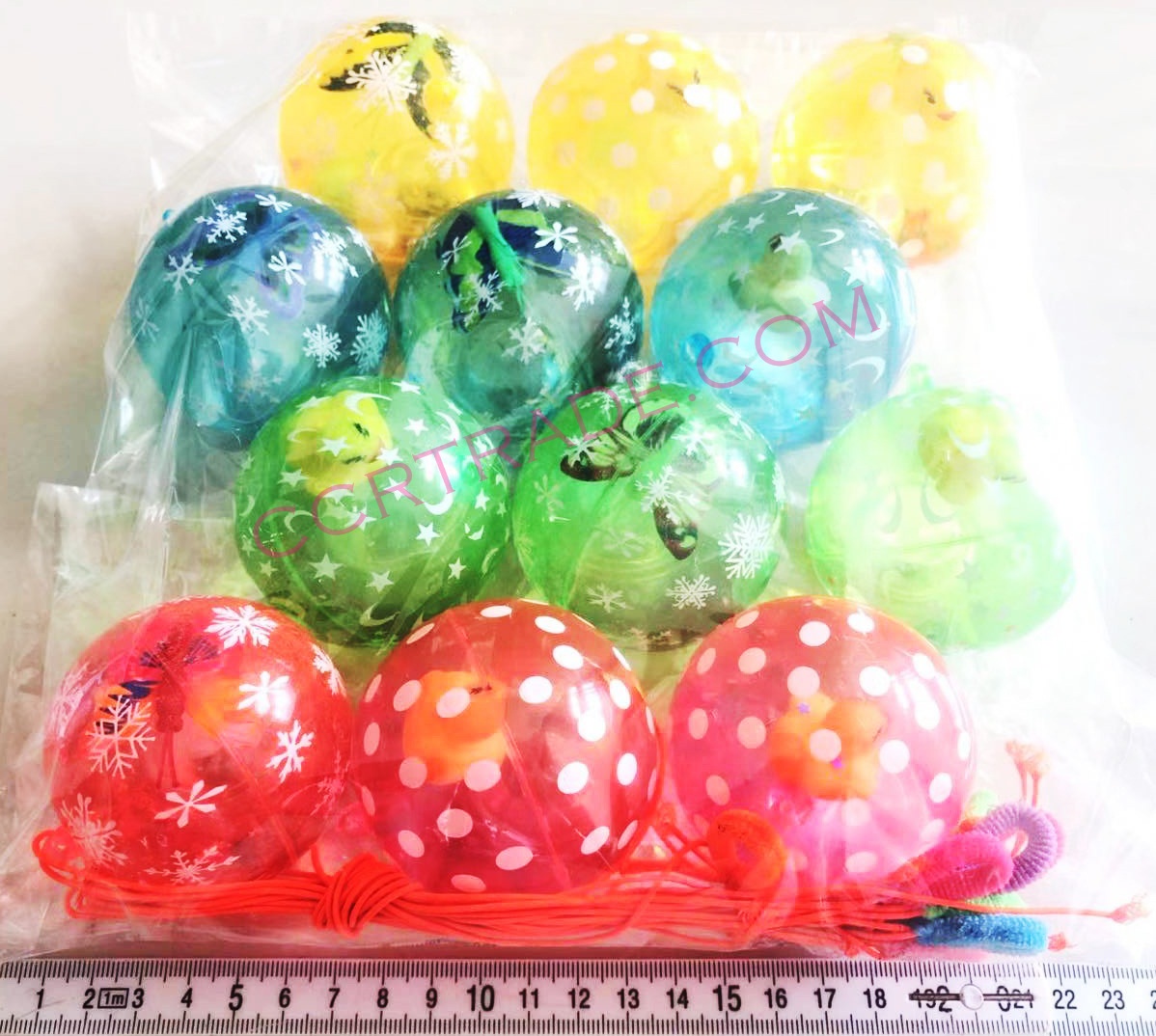 บอลเด้งการ์ตูน มีไฟ 6.5 ซม.+สายห้อยแพ็คถุง