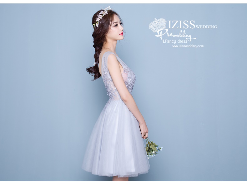 DS009 - **Pre order**ชุดราตรีหรู เดรสสั้นออกงาน (short dresses) ชุดไปงานแต่งงานสวยๆ ชุดยกน้ำชา "ธีมสีเทา"
