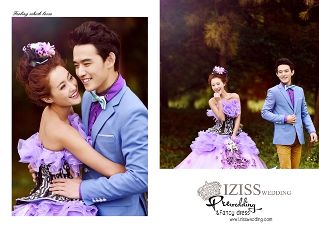PW074 - **เลิกผลิตค่ะ** ชุดคู่ถ่ายพรีเวดดิ้ง (prewedding dress) & ชุดแต่งงานแฟนซี (Fancy wedding dress)ชายหญิง "ธีมสีม่วง-ฟ้า"