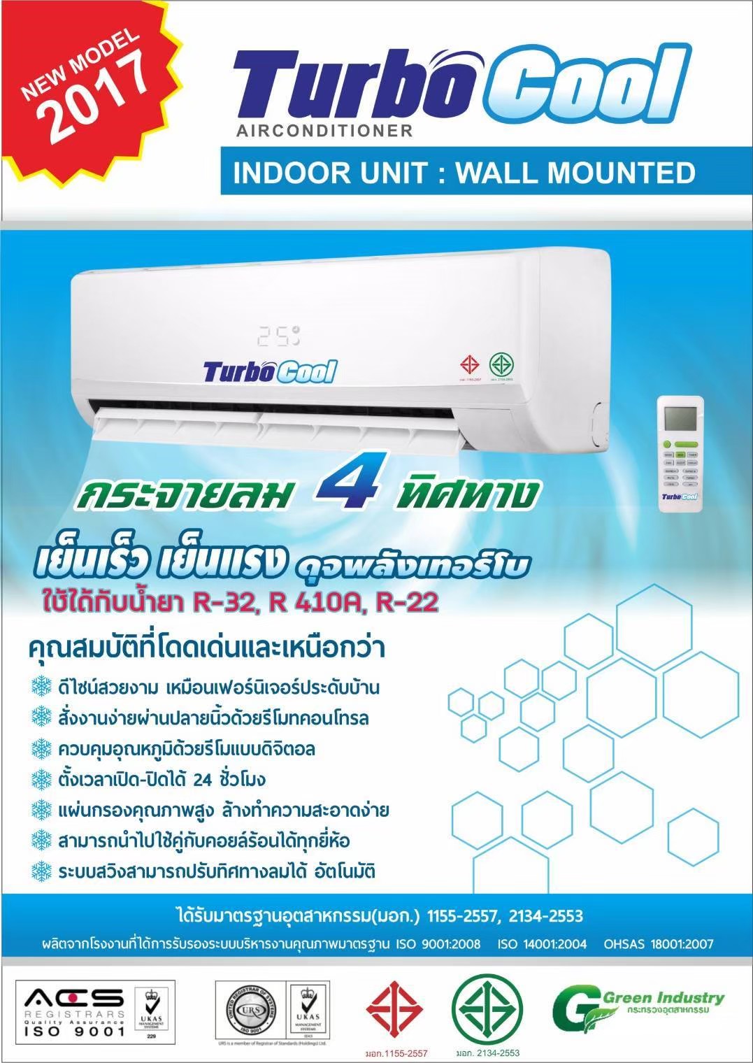 โครงวอลไทพ์ TURBO COOL ขนาด 33,000 BTU