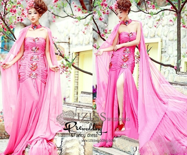 PW089 - Pre order ชุดคู่ถ่ายพรีเวดดิ้ง (prewedding dress) & ชุดแต่งงานแฟนซี (Fancy wedding dress)ชายหญิง "ธีมสีชมพู-กรมท่า"
