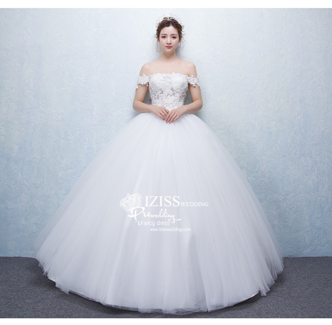 BR137 **พรีออเดอร์**ชุดแต่งงาน&ชุดเจ้าสาวแบบยาวสีขาวเกรดพรีเมี่ยม เปิดไหล่ มีแขน หรูหราน่ารัก สวยโดดเด่นไม่ซ้ำใคร