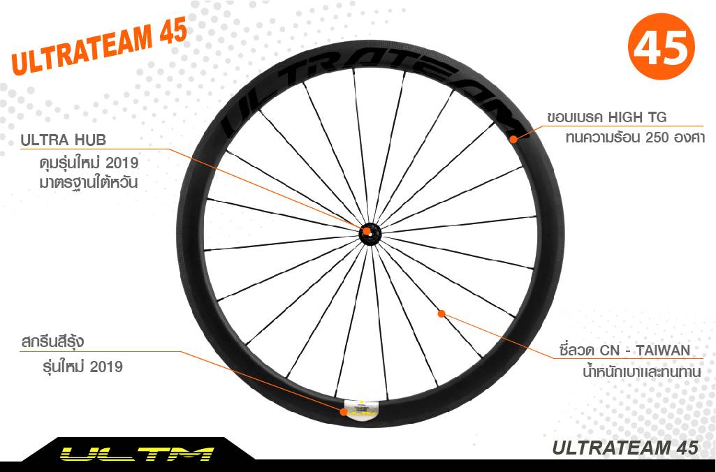 NEW !! ล้อเสือหมอบคาร์บอน ULTRATEAM 2021 รุ่น 4545 ล้อจักรยานคาร์บอน