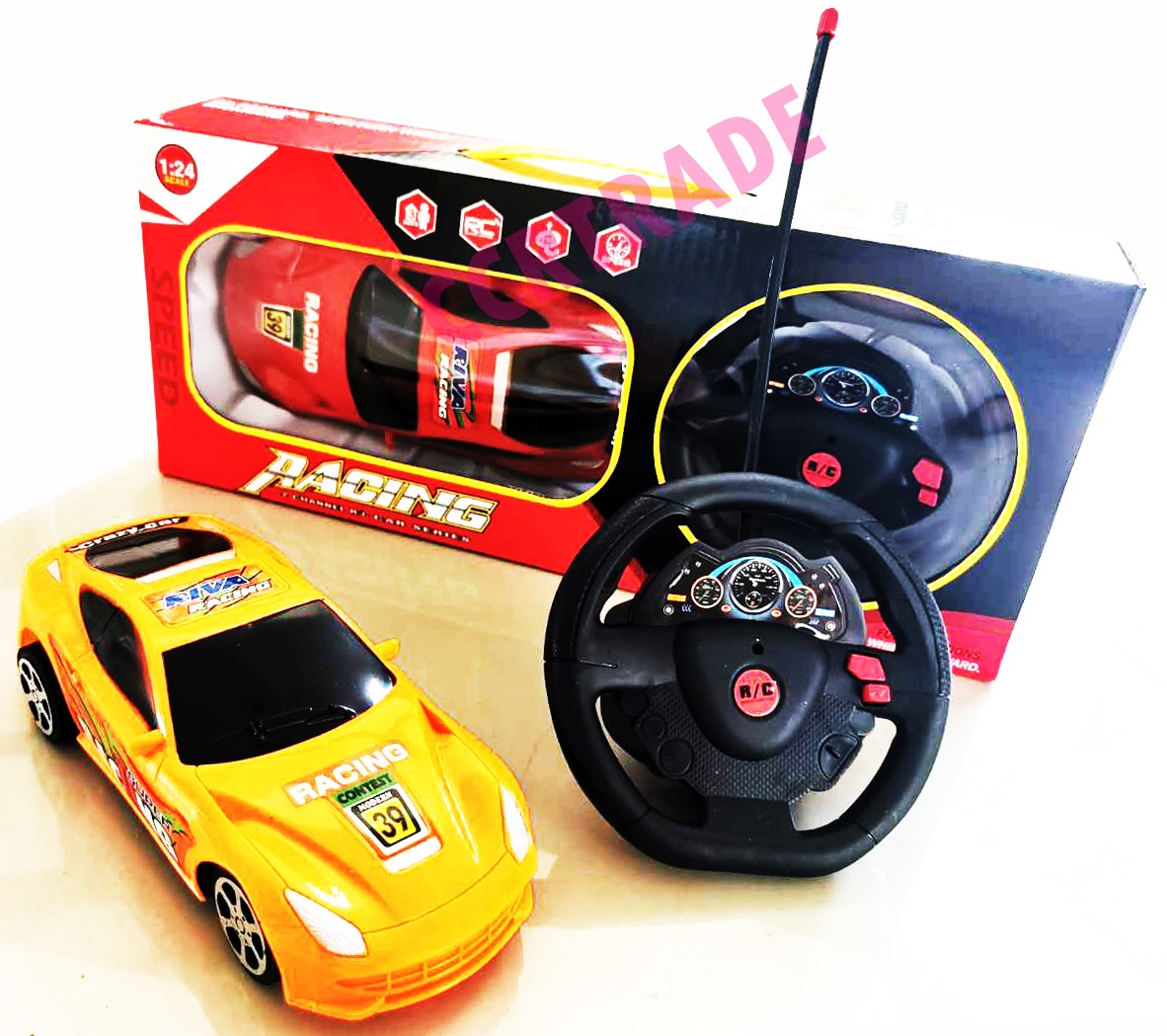 รถบังคับ RC +พวงมาลัยรีโมทกล่อง 10x33 ซม.(1x3)