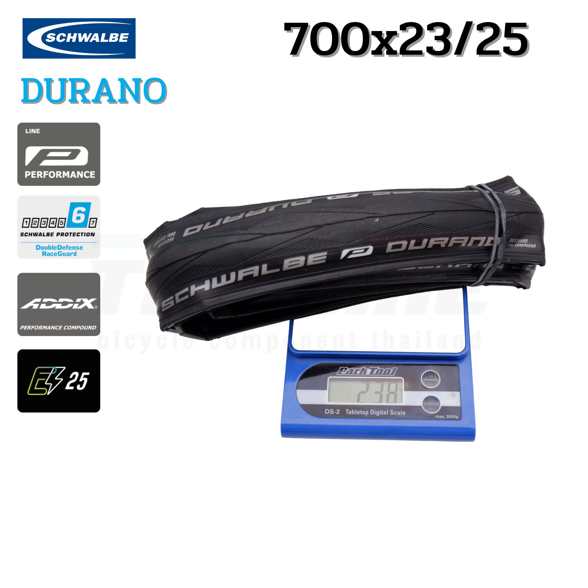 ยางนอกจักรยานเสือหมอบขอบพับ SCHWALBE DURANO 700X23/25